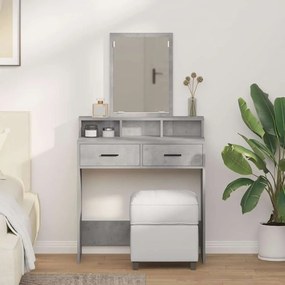 vidaXL Espaço para Maquiagem com Gavetas Cinza Concreto 79x41x140 cm