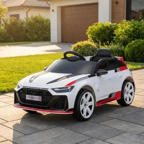 Carro elétrico para Crianças 12V 4x4 Audi RS6 Avant GT Rodas de espuma EVA, Assento Couro ecológico Branco