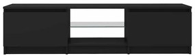 Móvel de TV com luzes LED 140x40x35,5 cm preto
