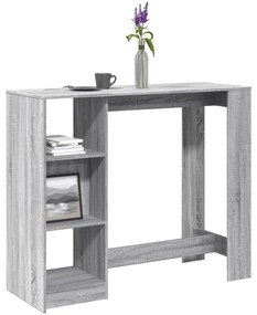 vidaXL Mesa de bar c/ prateleiras derivados de madeira cinzento sonoma