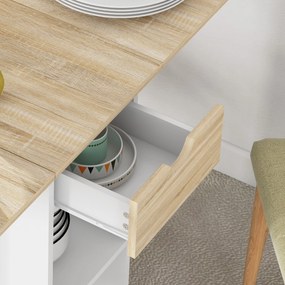 Mesa de Cozinha Dobrável Mesa de Sala de Jantar com Rodas Laterais Reb
