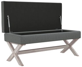 Banco de arrumação 110x45x49 cm tecido cinzento-escuro