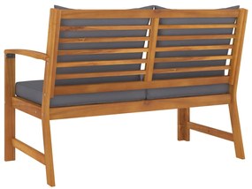Banco de jardim 114,5 cm com almofadão cinzento-escuro acácia