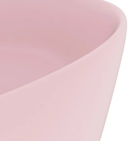 Lavatório luxuoso redondo 40x15 cm cerâmica rosa mate