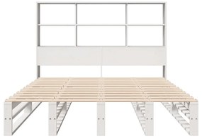 Cama com estante sem colchão 120x200 cm madeira maciça branco