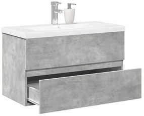 vidaXL 2 pcs conj. móveis casa banho derivados madeira cinza cimento