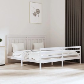 vidaXL Estrutura de cama super king pinho maciço 180x200 cm branco