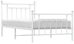 Estrutura de cama com cabeceira e pés 100x190 cm metal branco