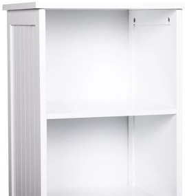 Armário de banheiro branco 5 níveis Prateleiras Coluna do banheiro com 3 prateleiras 1 porta de MDF e resistente à água 40x38x160cm