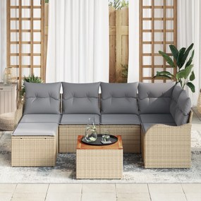 Conjunto de Sofá de Jardim vidaXL com Almofadas Bege em Polirattan Aca