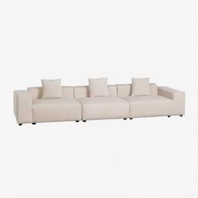 Sofá Modular De 3 Peças (↔︎375 Cm) Com Braços Baixos Bruna Bombazina Crema Linho - Sklum