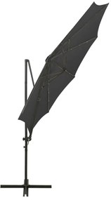 Guarda-sol jardim cantilever c/ poste/luzes LED 300cm antracite