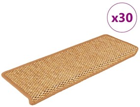 vidaXL Tapetes escada adesivos aspeto sisal 30 pcs 65x21x4 cm laranja