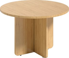HOMCOM Mesa de centro redonda, mesa de sala em bambu com base em cruz, madeira natural | Aosom Portugal
