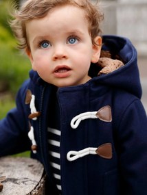 Oferta do IVA - Canadiana com capuz, para bebé azul escuro liso com motivo