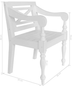 Cadeiras Batávia 2 pcs madeira de mogno maciça branco