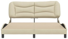 Estrutura de cama sem colchão 160x200 cm tecido cor creme