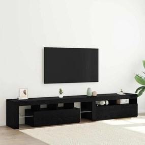 Aparadores de TV vidaXL 2 pcs com Luzes LED Carvalho Preto Madeira Engenharia
