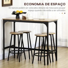 Conjunto de Mesa de Bar e 4 Bancos Moh - Design Rústico