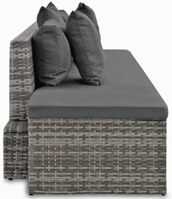 Conjunto lounge de jardim c/ almofadões 4 pcs vime PE cinzento