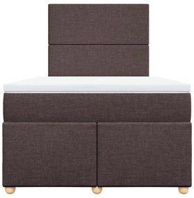 Cama boxspring com colchão 120x190 cm tecido castanho-escuro