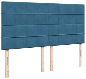 Cama com molas/colchão 180x200 cm veludo azul
