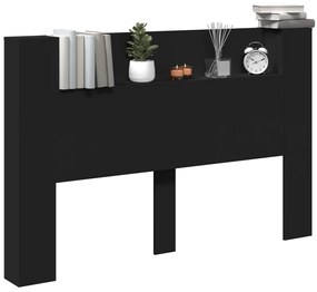 Armário de cabeceira com luzes LED 160x16,5x103,5 cm preto