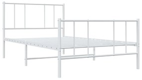 Estrutura de cama com cabeceira e pés 100x200 cm metal branco