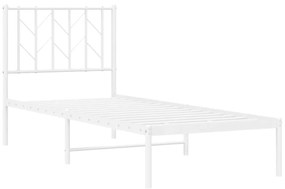 Estrutura de cama com cabeceira 75x190 cm metal branco