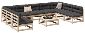 vidaXL 10 pcs conjunto sofás de jardim madeira de pinho maciço