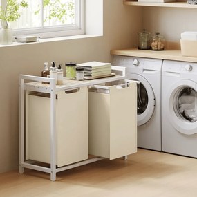 Cesto da roupa suja 73 x 33 x 72 cm com sacos de roupa suja extensíveis bege cappuccino-bege natural