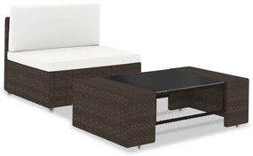 49512 vidaXL 2 pcs conjunto lounge para jardim vime PE castanho