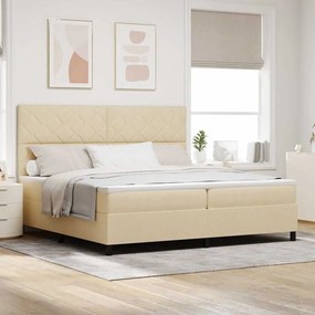 vidaXL Cama Box Spring com Colchão Creme 200x200 cm Tecido