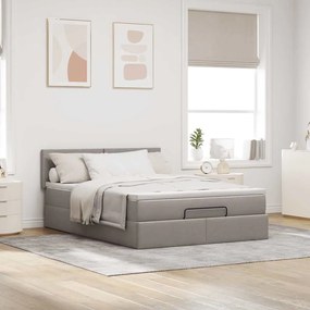 Cama otomana com colchão 140x200 cm tecido cinza