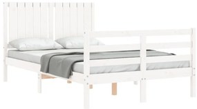 Estrutura de cama com cabeceira 120x200cm madeira maciça branco