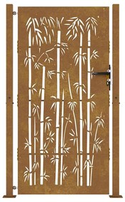Portão de jardim 105x205 cm aço corten design bambu
