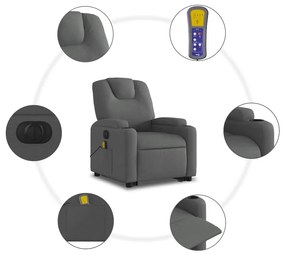 Poltrona elétrica elevatória massagens tecido cinzento-escuro