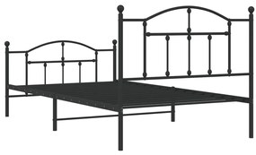 Estrutura de cama com cabeceira e pés 107x203 cm metal preto