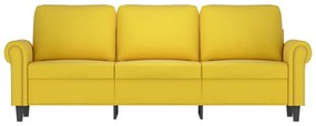 Sofá de 3 lugares 180 cm veludo amarelo