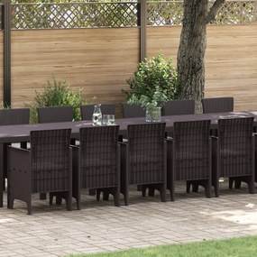 Conjunto de Jantar de Jardim vidaXL de 17 Peças com Almofadas Rattan Castanho