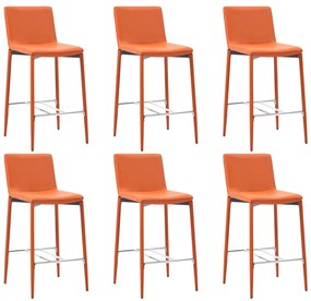 vidaXL Bancos de bar 6 pcs couro artificial laranja