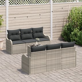 Conjunto de Sofá de Jardim vidaXL de 7 Peças com Almofadas Cinzento Cl