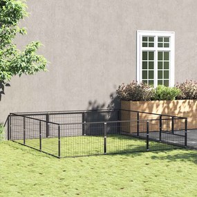 vidaXL Canil para cães 9 m² aço preto