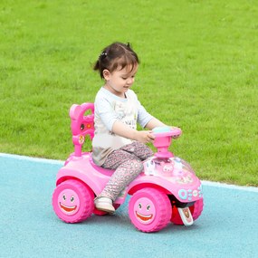 Carro Andador para Crianças, 62 x 29,5 x 48,5 cm, Encosto Alto Amovível, Cor-de-Rosa