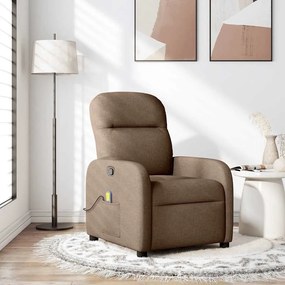 vidaXL Poltrona de massagens reclinável tecido castanho