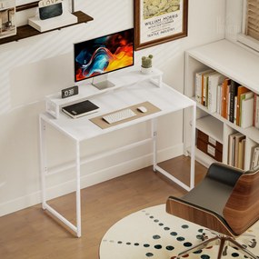 Secretária de Computador Dobrável, 100 x 48 x 87,5 cm, Suporte de Ecrã Amovível, Branca