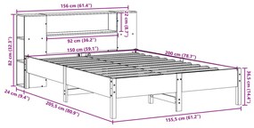 Cama com estante sem colchão 150x200 cm pinho maciço