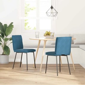 Cadeiras de jantar 2 pcs veludo azul