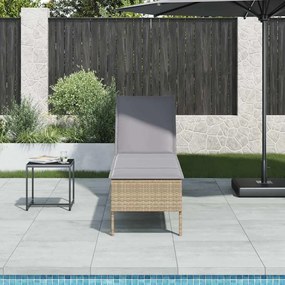 vidaXL Espreguiçadeira com almofadão 55x200x44cm vime PE bege