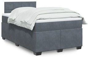 Cama boxspring com colchão 120x200 cm veludo cinzento-escuro